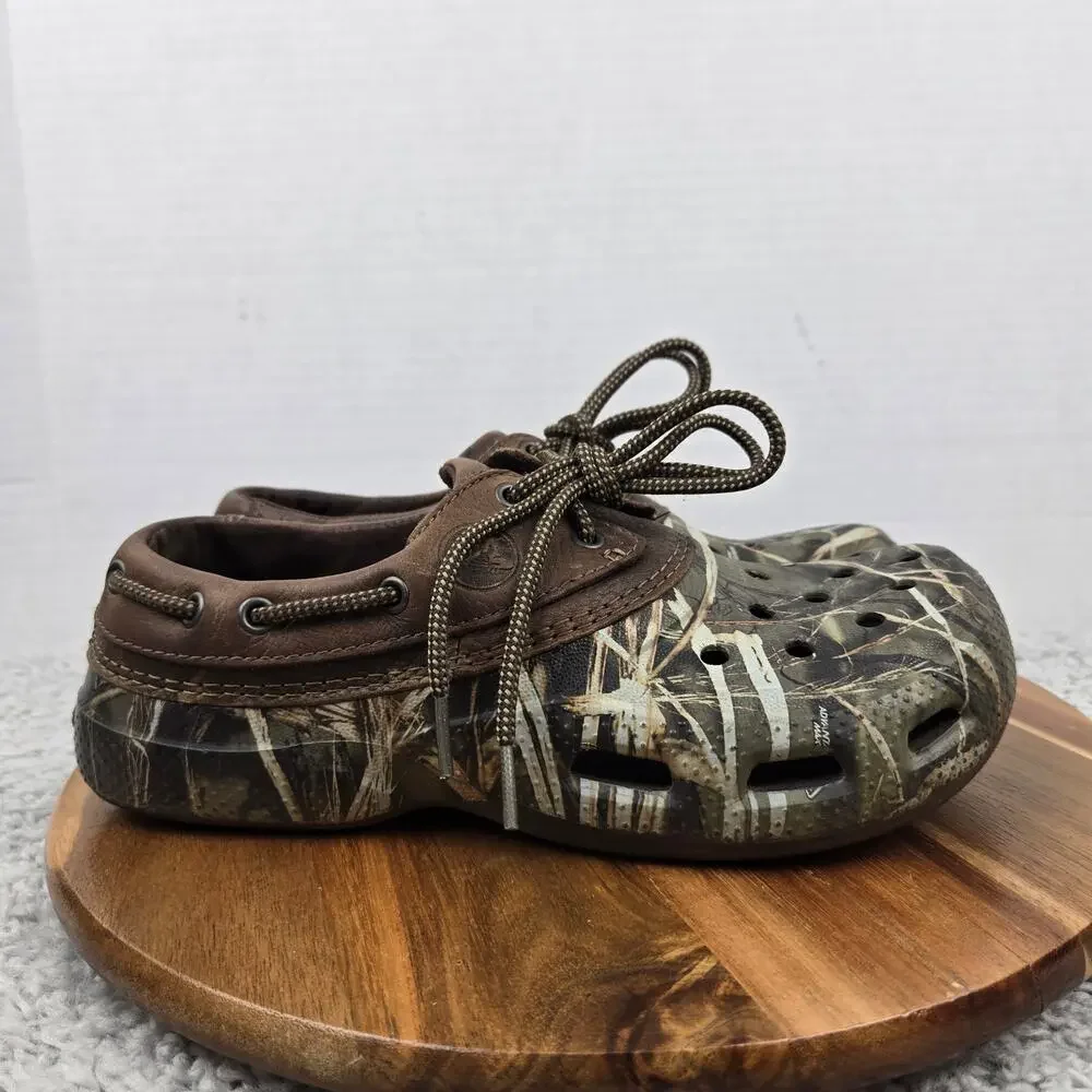 Crocs Mens 8 Camo Leather Islander Pitcrew Advantage Max-4 Realtree Comfort Clog
